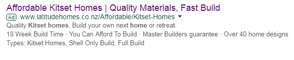 Latitude Homes search ads adwords